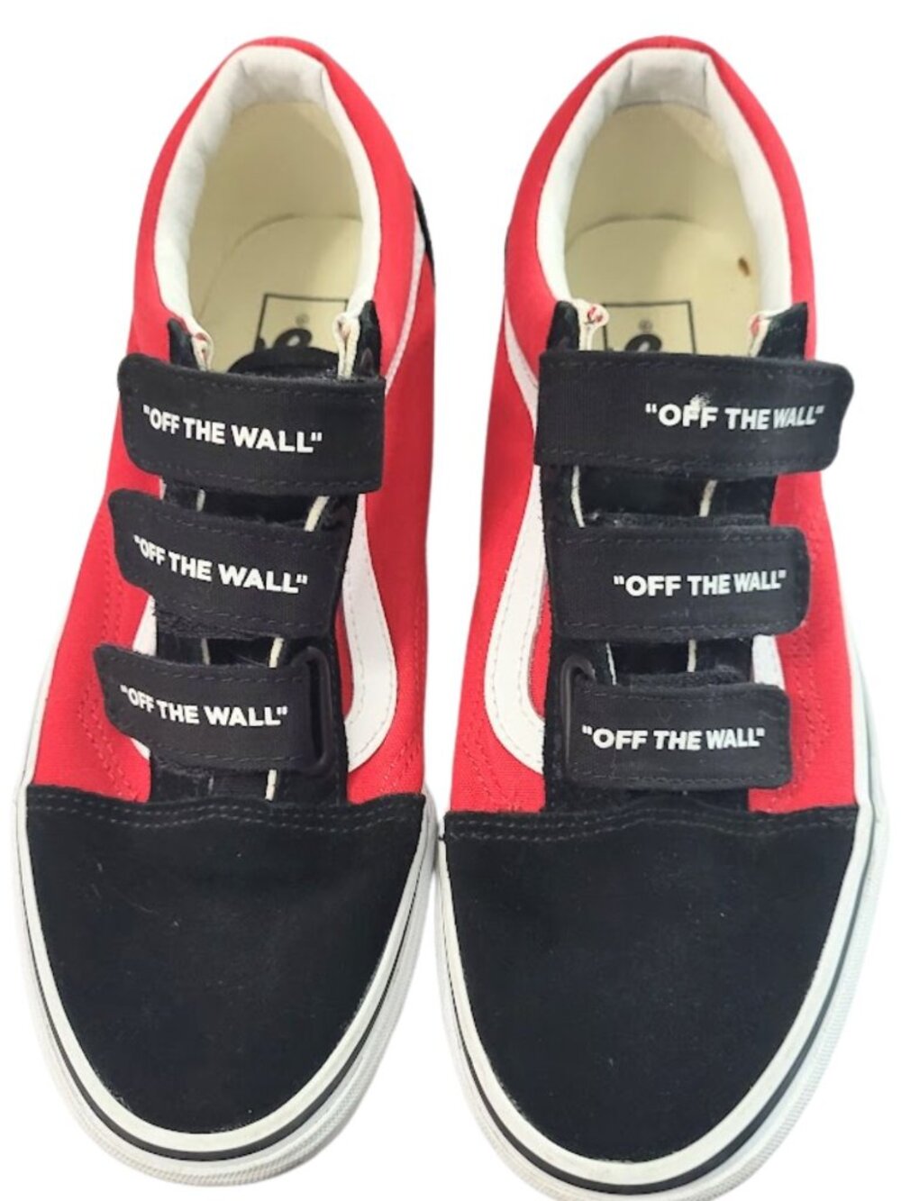 VANS Old Skool Black Red & White "OFF THE WALL" Sneakers - Women's 9 Men's 7.5